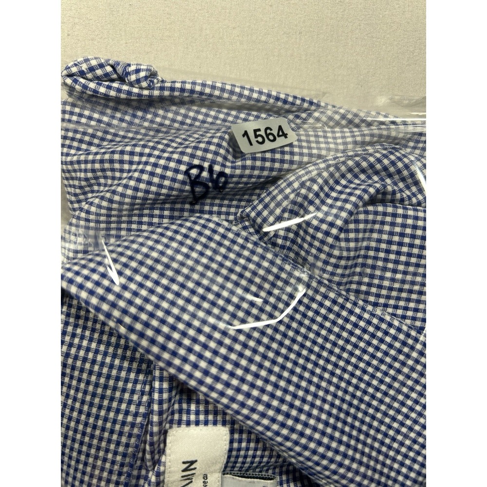 Mizzen+Main Mens Medium Blue Gingham Check Performance Dress Shirt Classic‎ - Picture 6 of 6